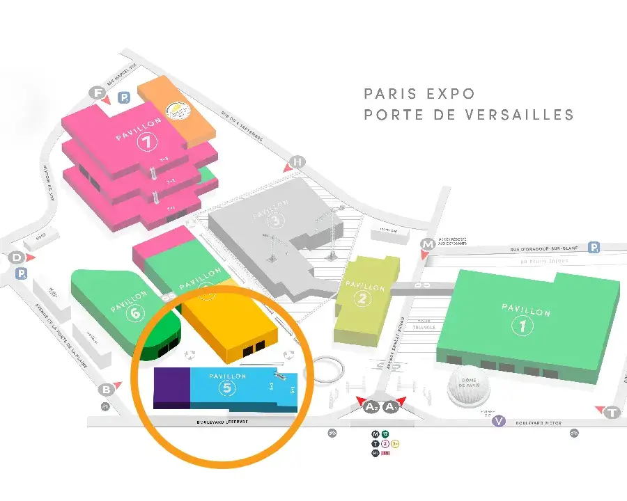 posizionamento del padiglione 5, dove si svolgerà art3f Paris